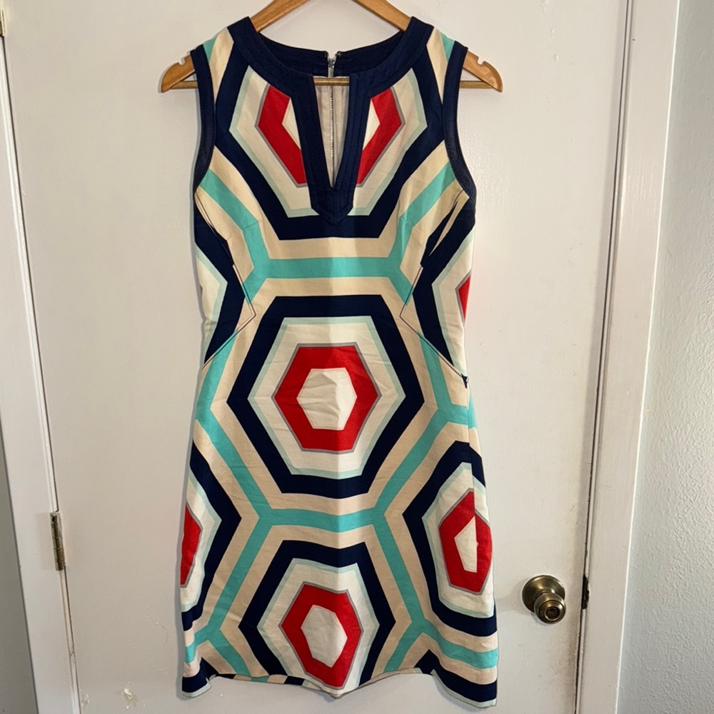 EUC Kate Spade Coral and Blues Sheath Mini Dress for Cocktail or Date Nights